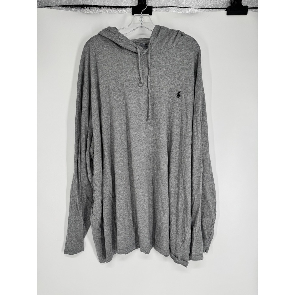 Polo Ralph Lauren Hooded Shirt 4XL Big 4XB Lightweight Hoodie Pony Logo Grey